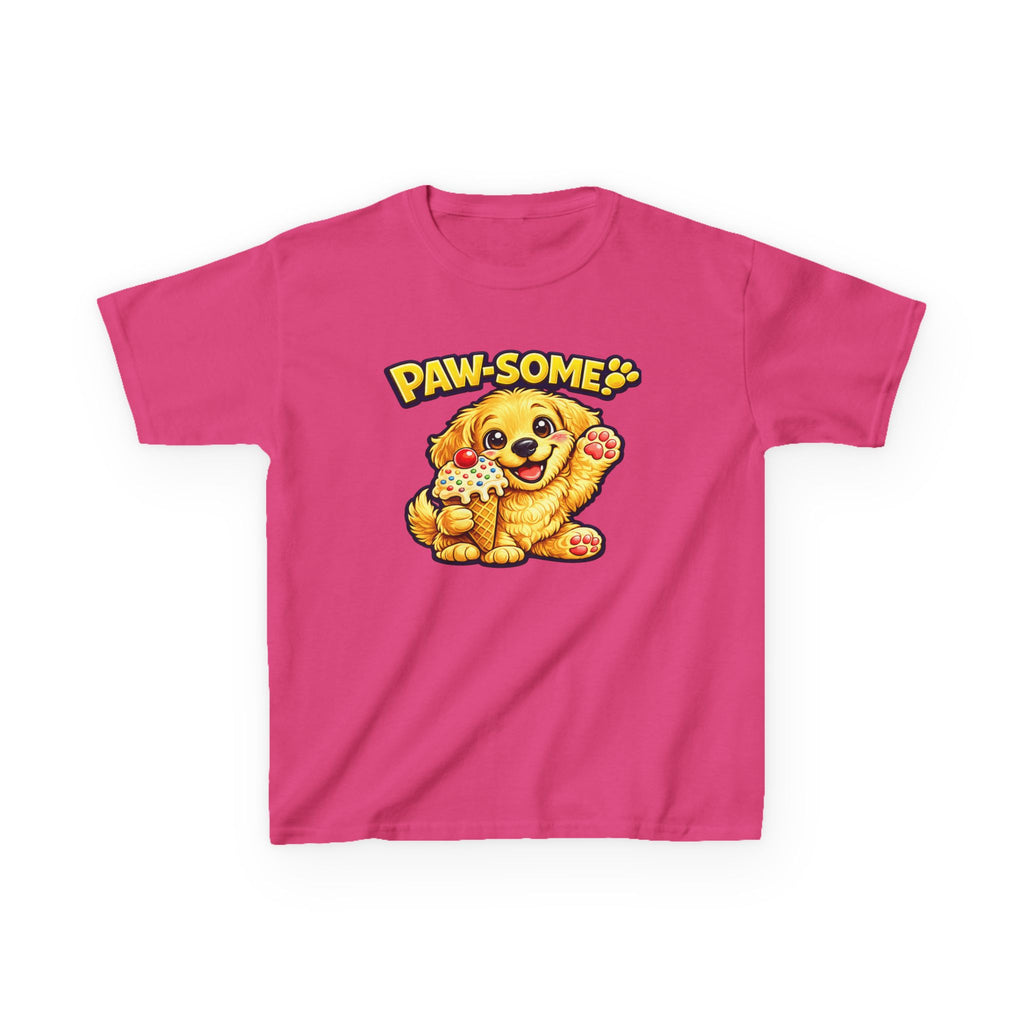 Kids Dog T-Shirt — 'Paw-some!' Golden Puppy Graphic Tee