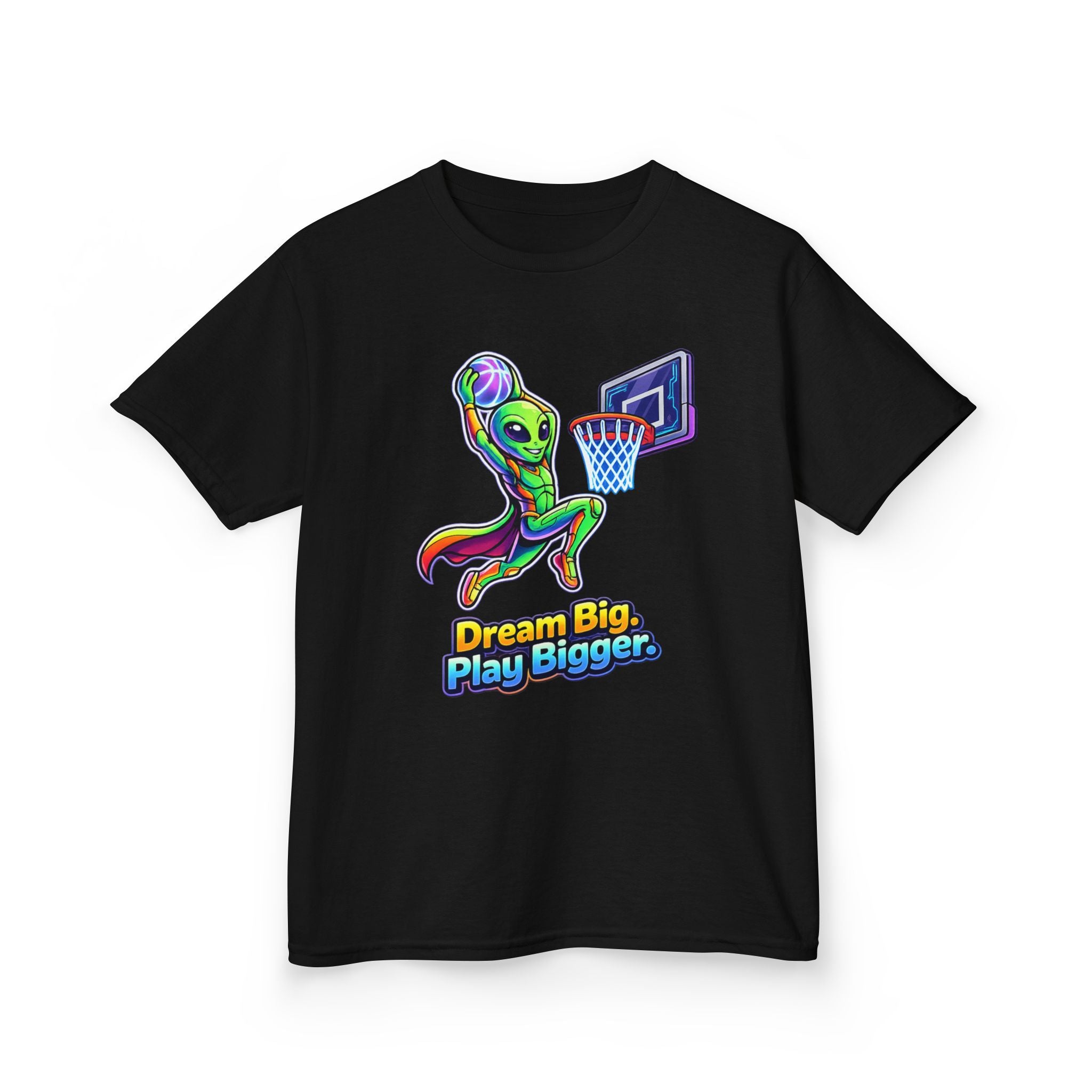 Kids Alien T-Shirt — 'Dream Big, Play Bigger' Basketball Graphic Tee