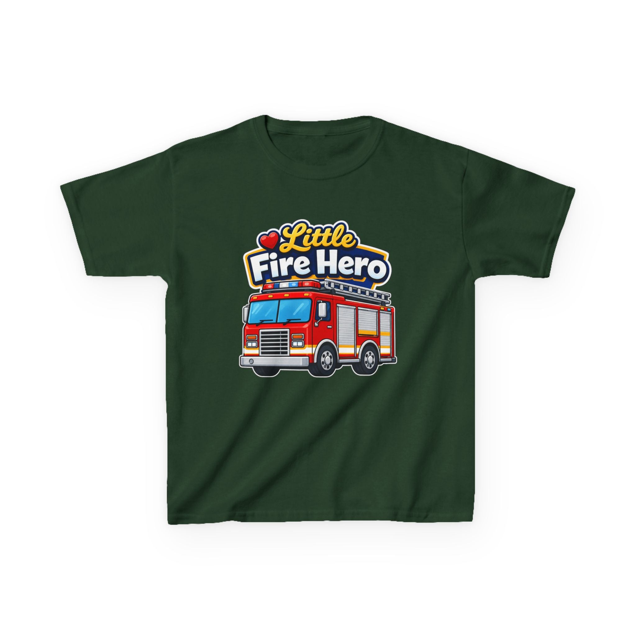 Kids Firefighter T-Shirt — 'Little Fire Hero' Firetruck Graphic Tee