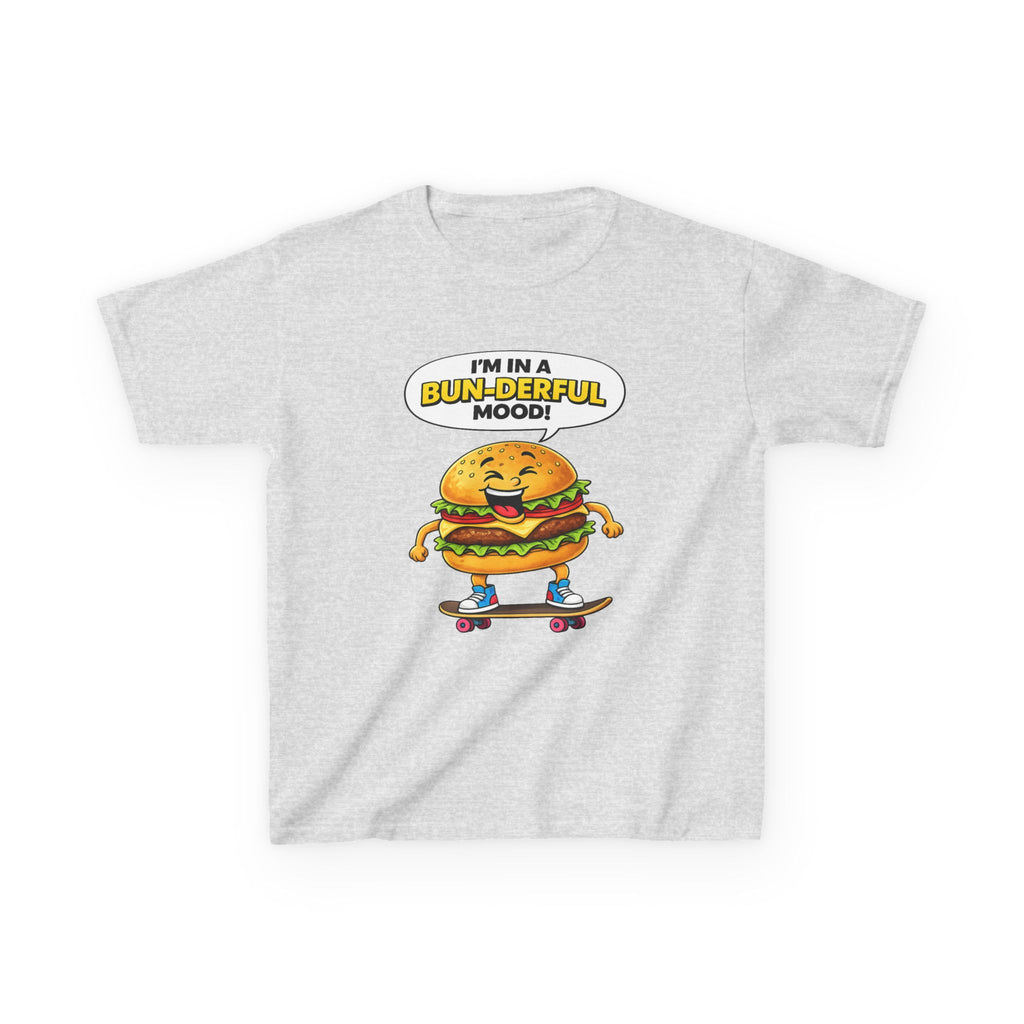 Kids Burger T-Shirt — 'Bun-derful Mood' Skateboard Graphic Tee