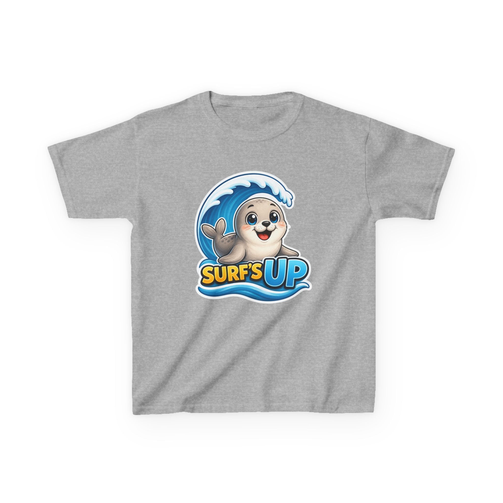 Kids Seal T-Shirt — 'Surf’s Up' Cute Surfing Seal Graphic Tee