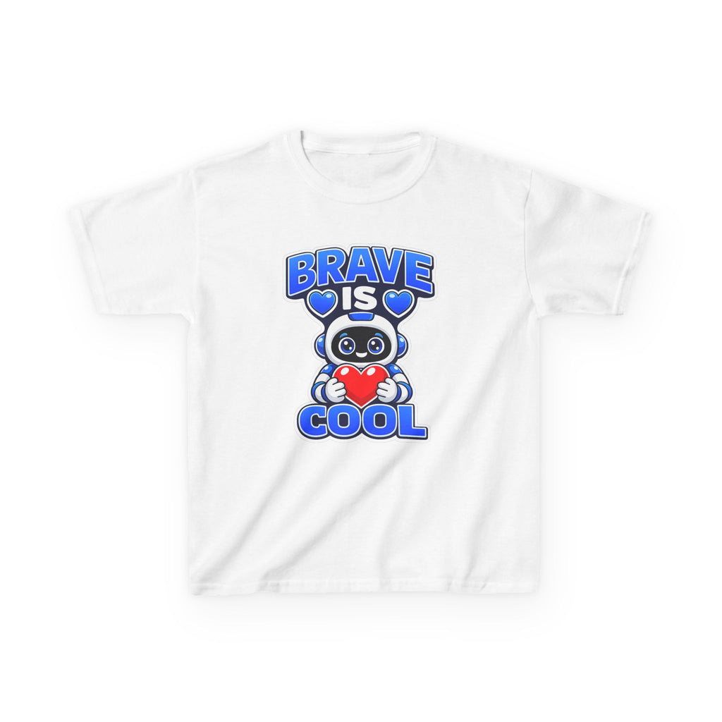 Kids Robot T-Shirt — 'Brave Is Cool' Heart Graphic Tee
