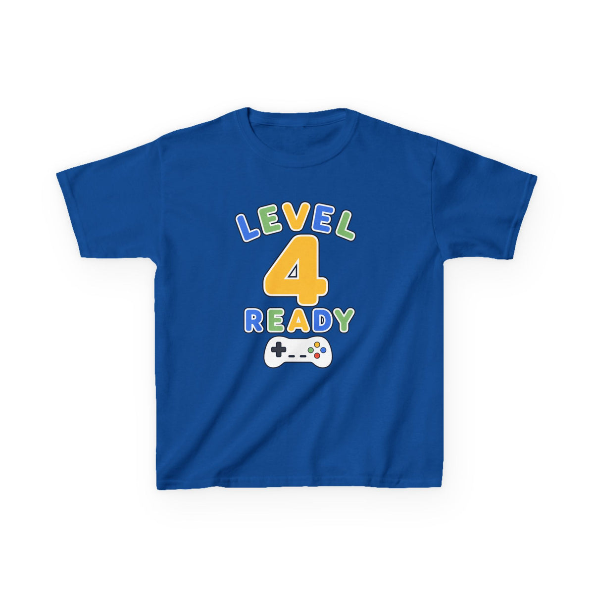 Kids Birthday Gaming T-Shirt — 'Level 4 Ready' Video Game Controller Graphic Tee