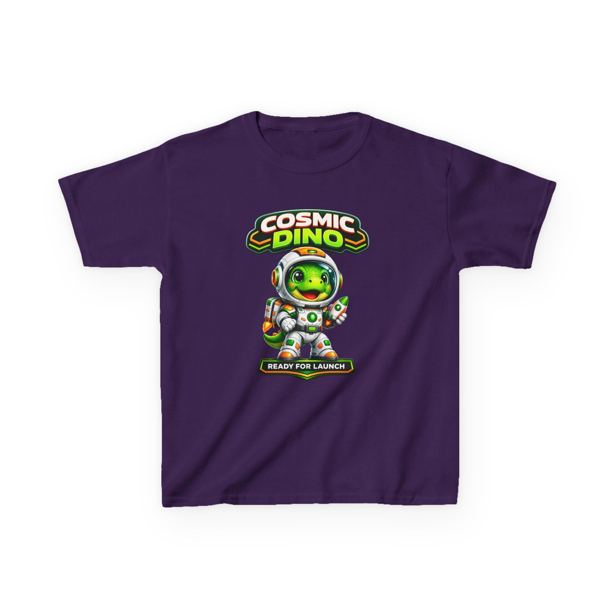 Cosmic Dino Kids T‑Shirt — 'Ready for Launch' Space Dinosaur Tee
