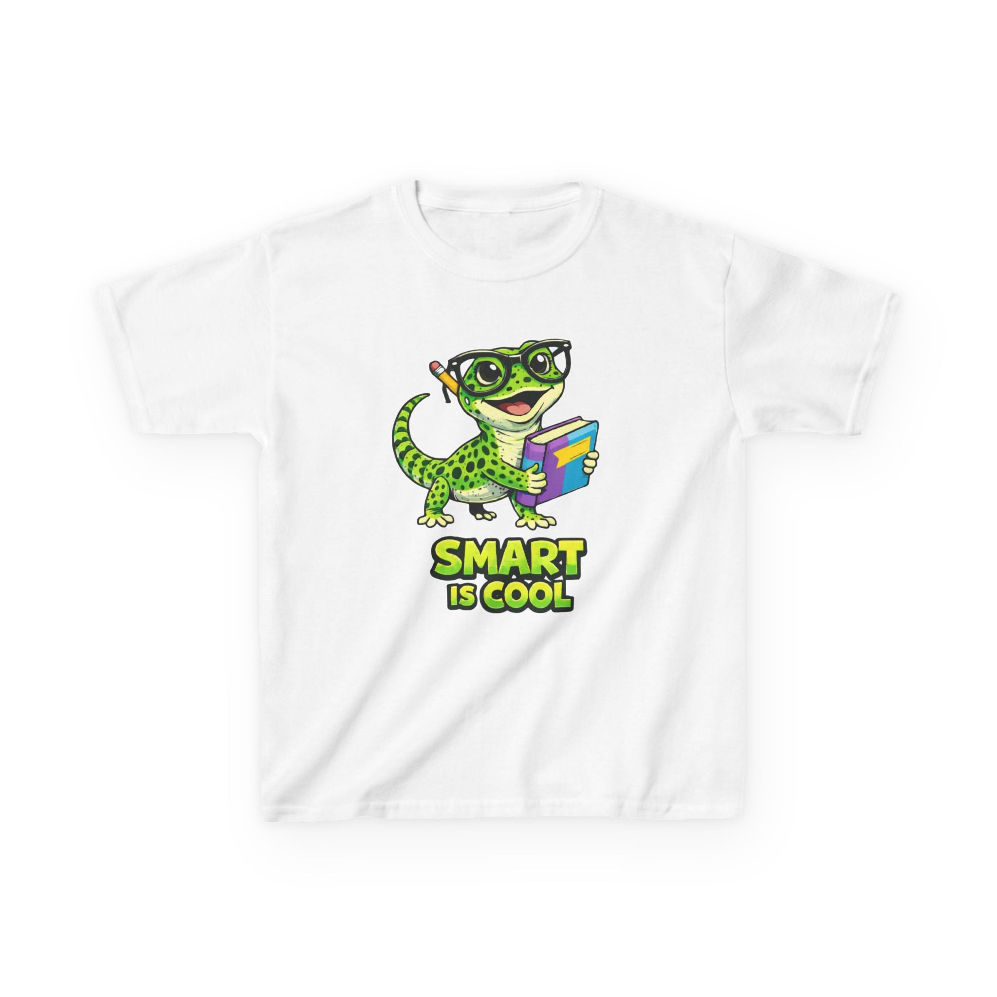 Kids Gecko T-Shirt — 'Smart Is Cool' Cartoon Gecko Graphic Tee