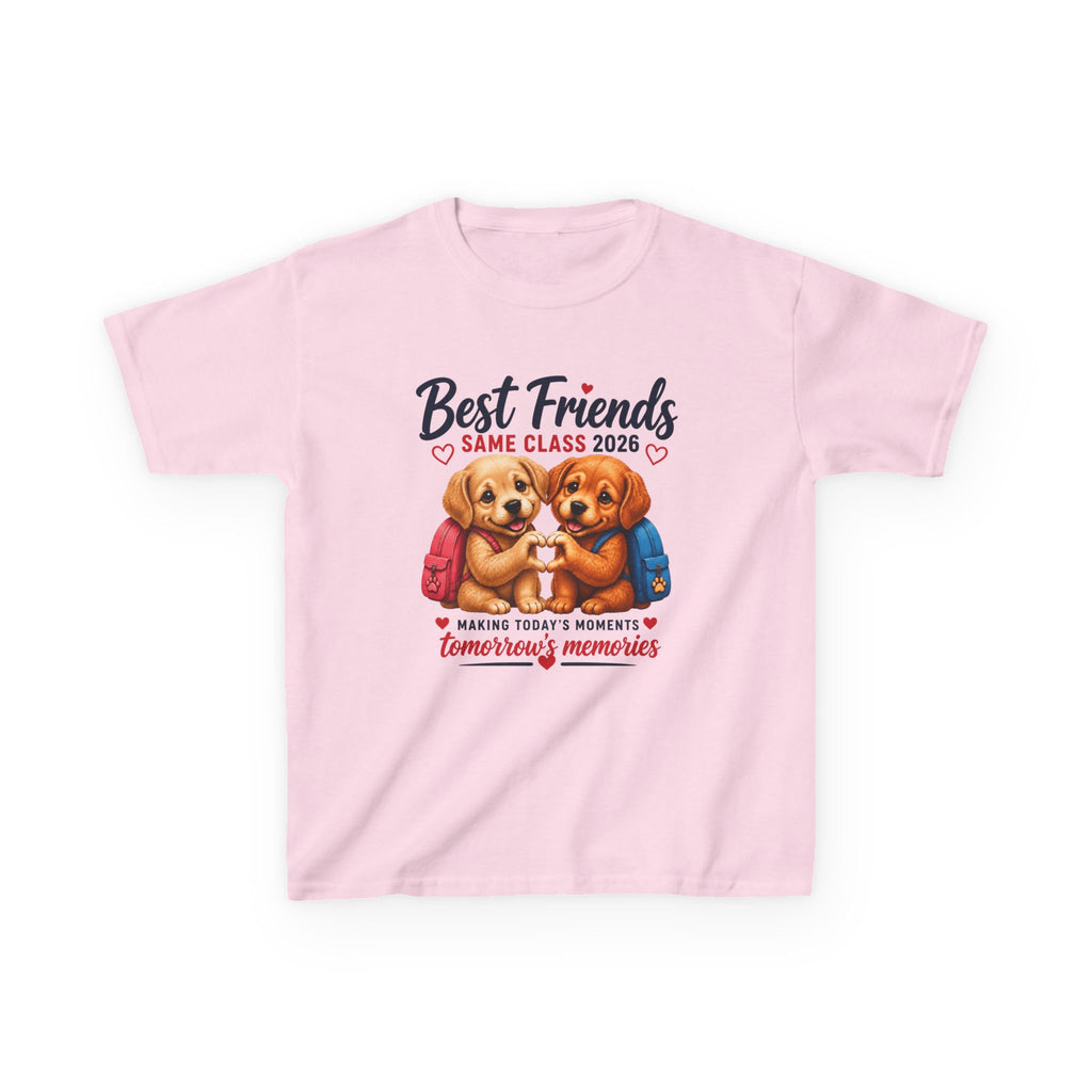 Kids Animal T-Shirt — 'Best Friends Same Class 2026' Cute Puppy School Friendship Graphic Tee