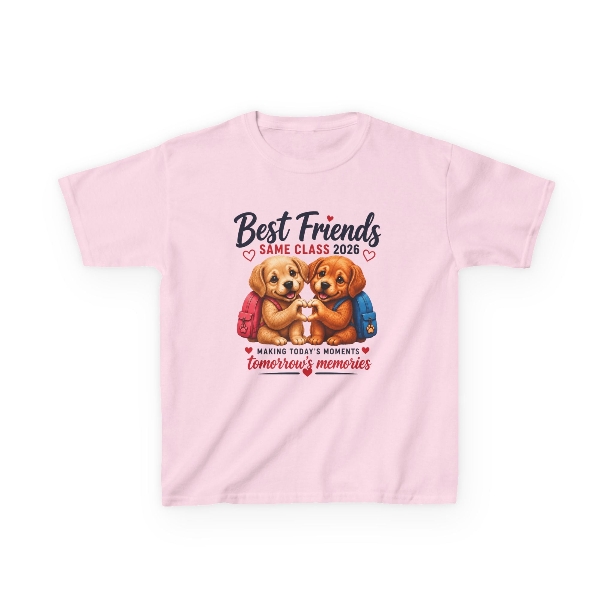 Kids Animal T-Shirt — 'Best Friends Same Class 2026' Cute Puppy School Friendship Graphic Tee