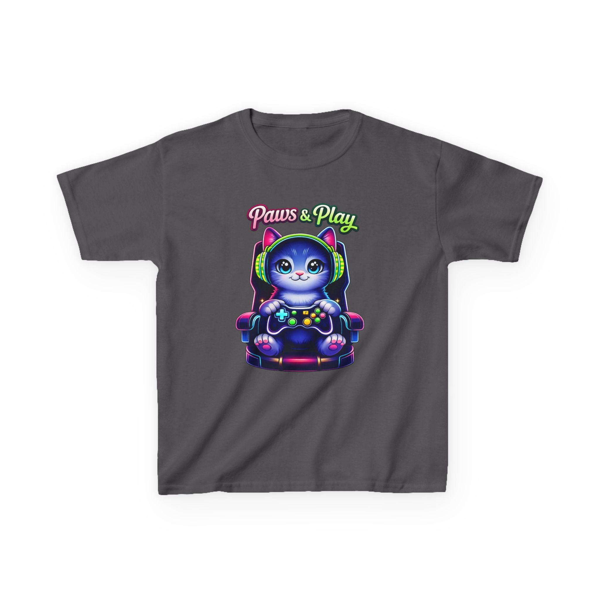 Kids Gamer T-Shirt – Cat Play & Pause Graphic Tee