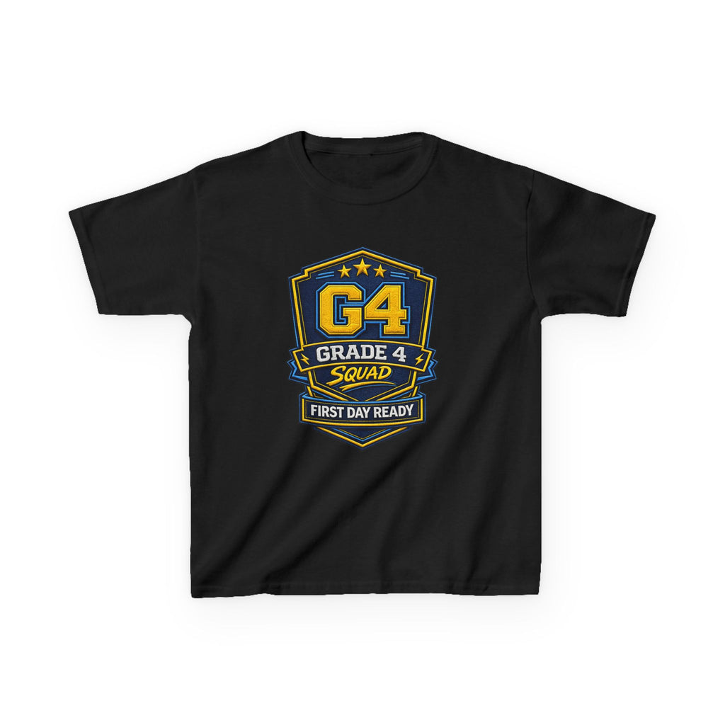 Kids Grade 4 T-Shirt — 'G4 Squad' First Day Ready Back-to-School Graphic Tee