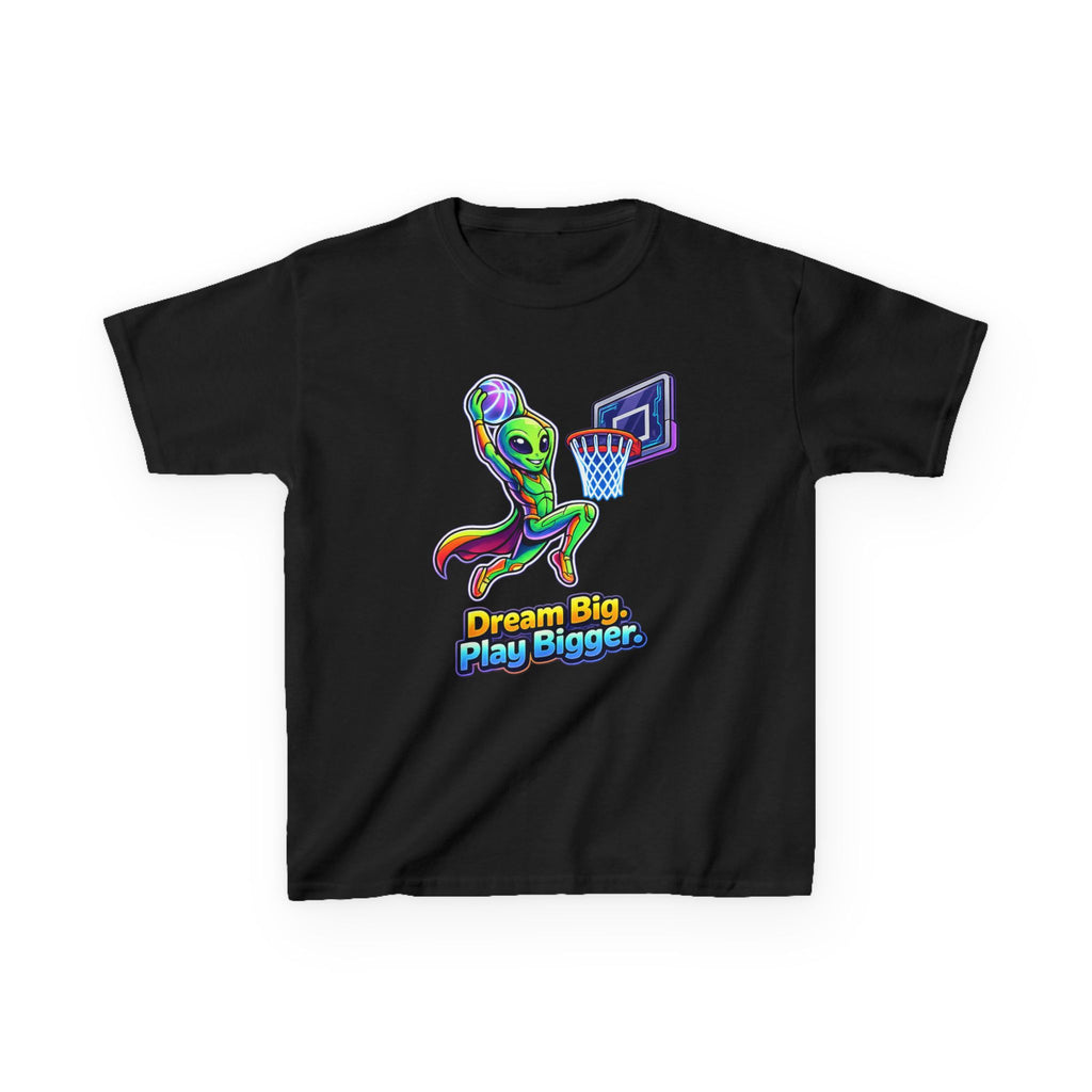 Kids Alien T-Shirt — 'Dream Big, Play Bigger' Basketball Graphic Tee