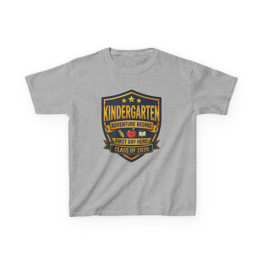 Kids School T-Shirt — 'Adventure Begins' Kindergarten First Day Hero Tee