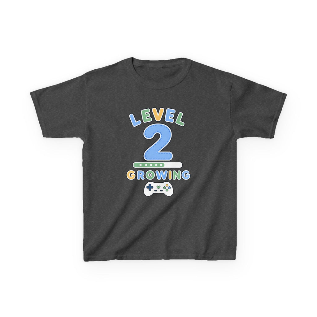 Kids Birthday Gaming T-Shirt — 'Level 2 Growing' Gamer Graphic Tee