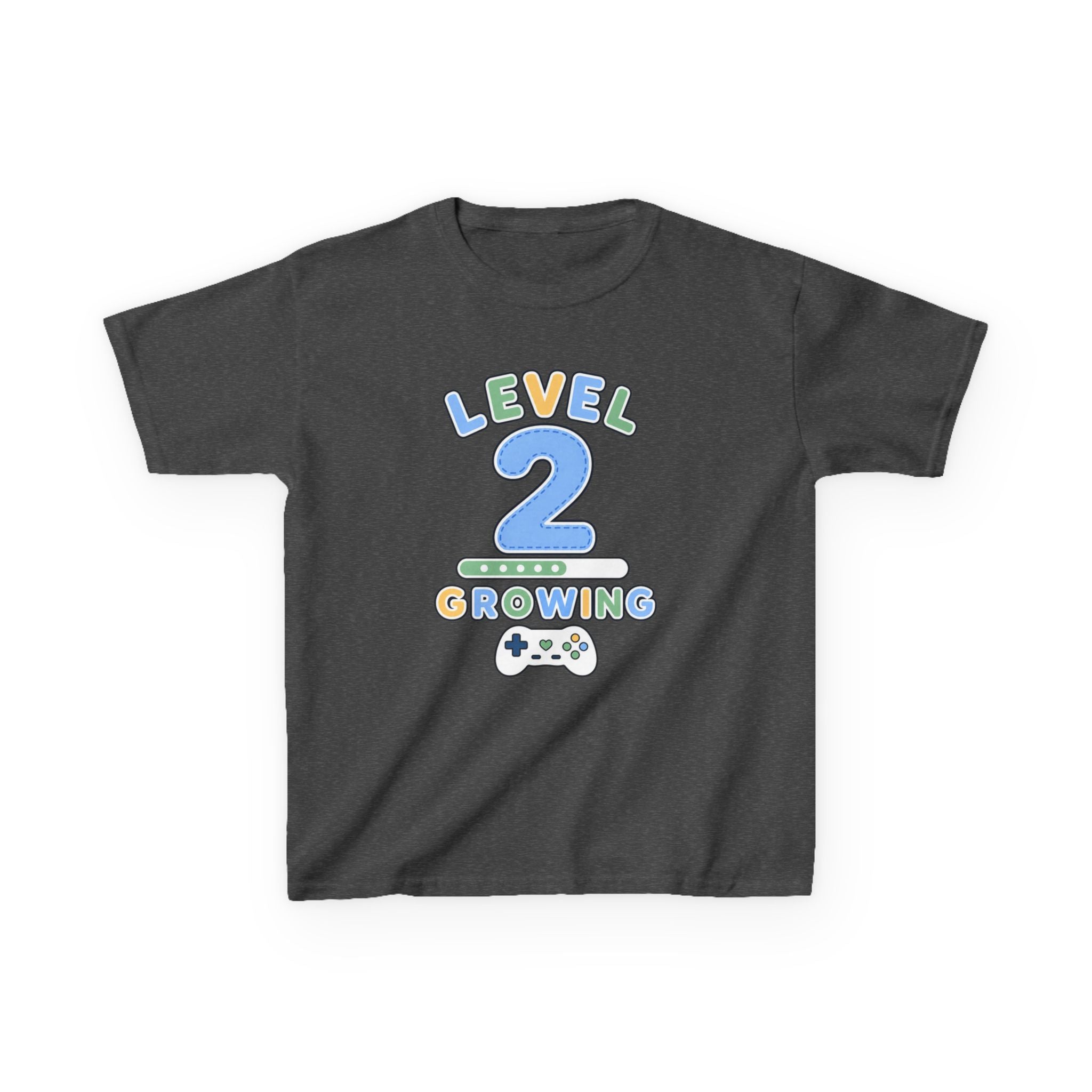 Kids Birthday Gaming T-Shirt — 'Level 2 Growing' Gamer Graphic Tee