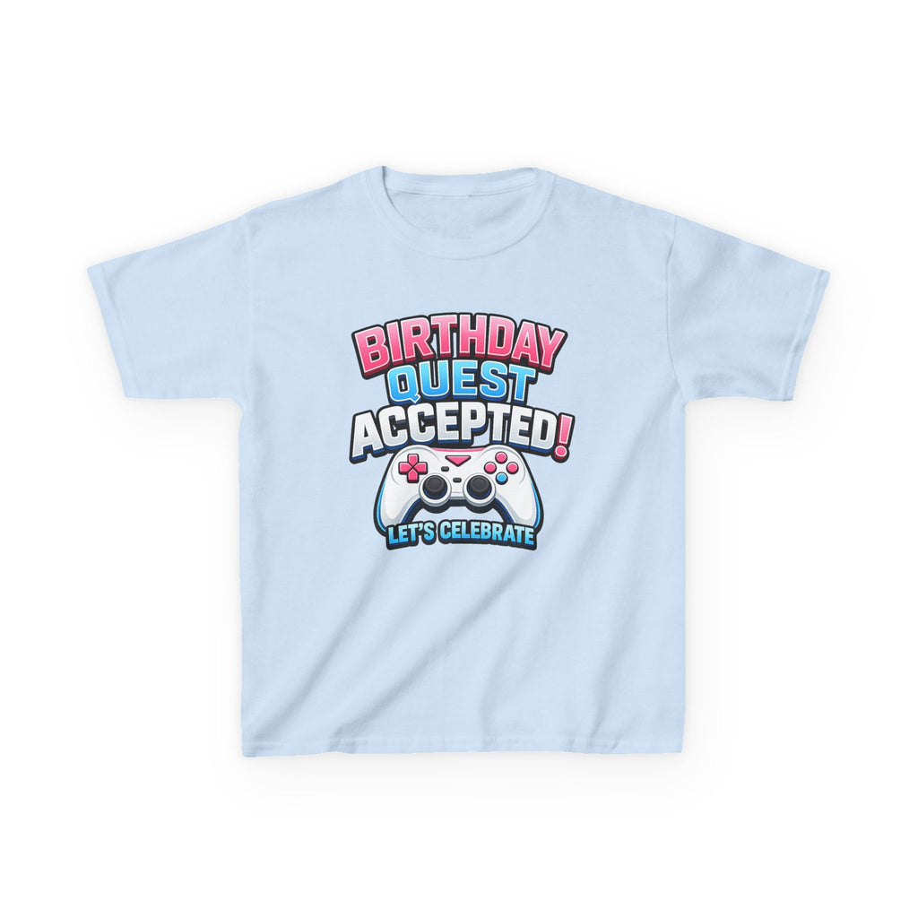 Kids Birthday T-Shirt — 'Birthday Quest Accepted' Gamer Birthday Graphic Tee