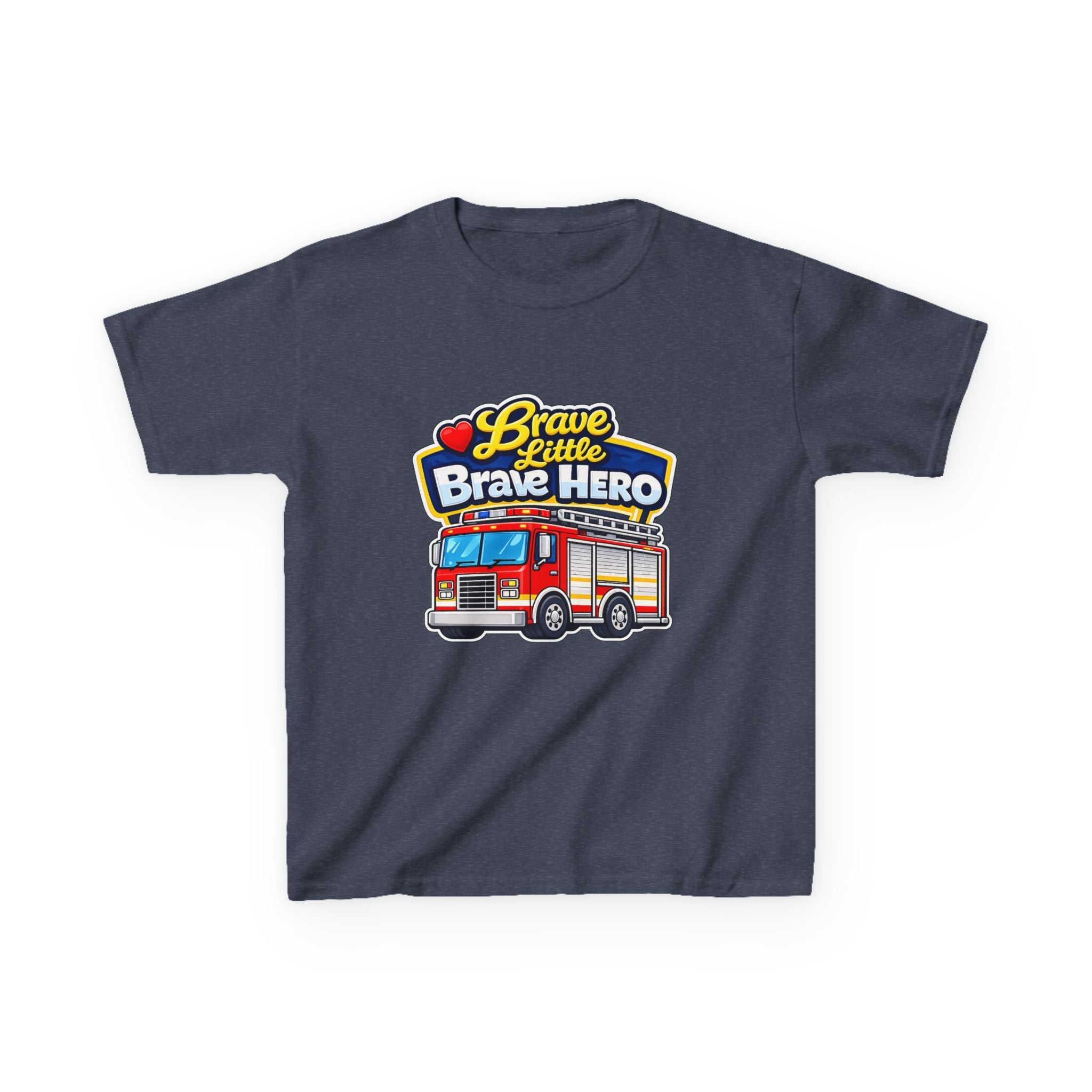 Kids Tee — "Brave Little Brave Hero" Firetruck Graphic