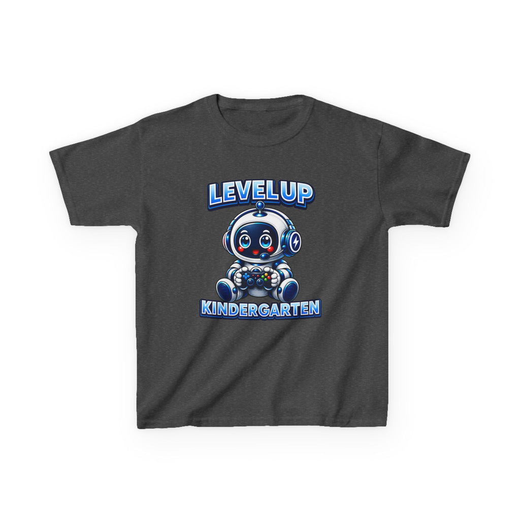 Level Up Kindergarten Robot Kids T‑Shirt — Back to School Shirt for Boys & Girls