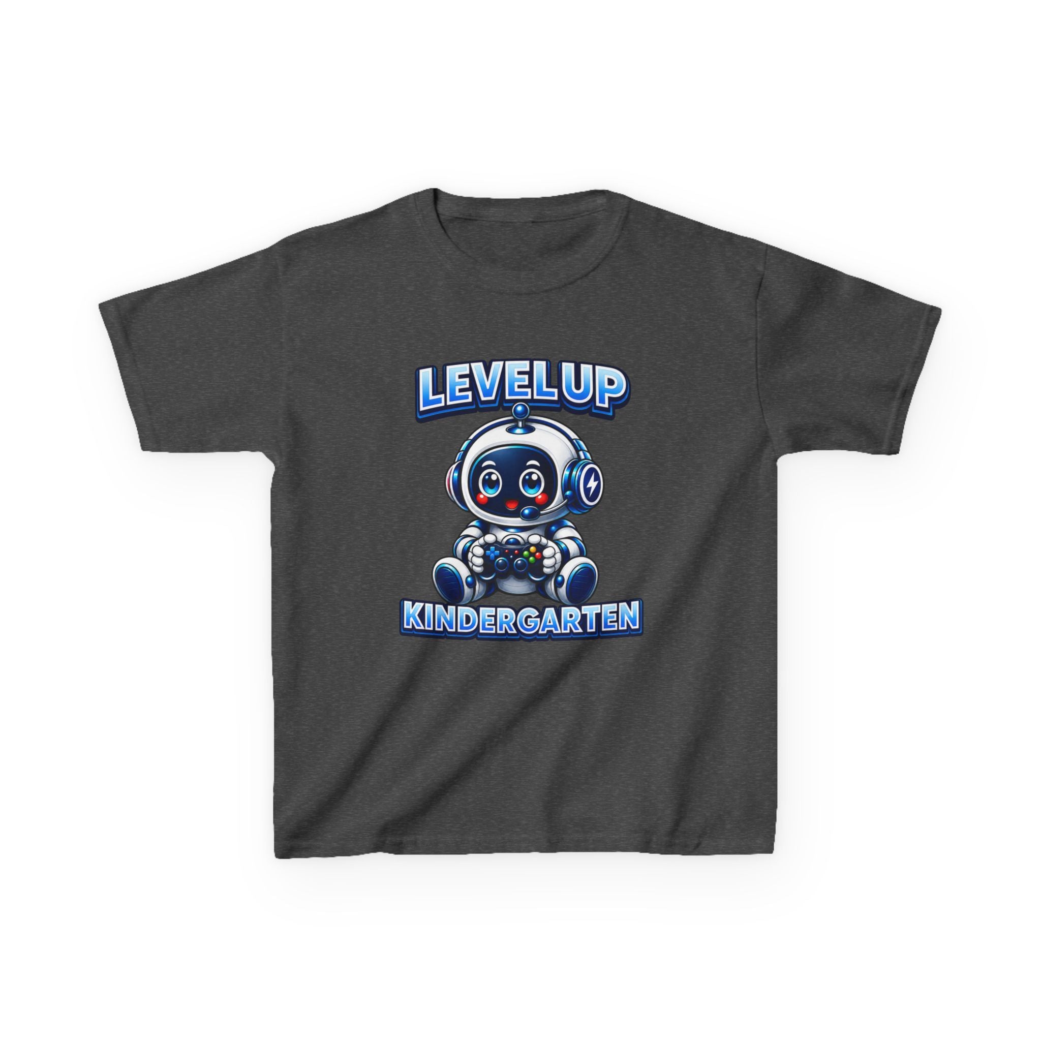 Level Up Kindergarten Robot Kids T‑Shirt — Back to School Shirt for Boys & Girls