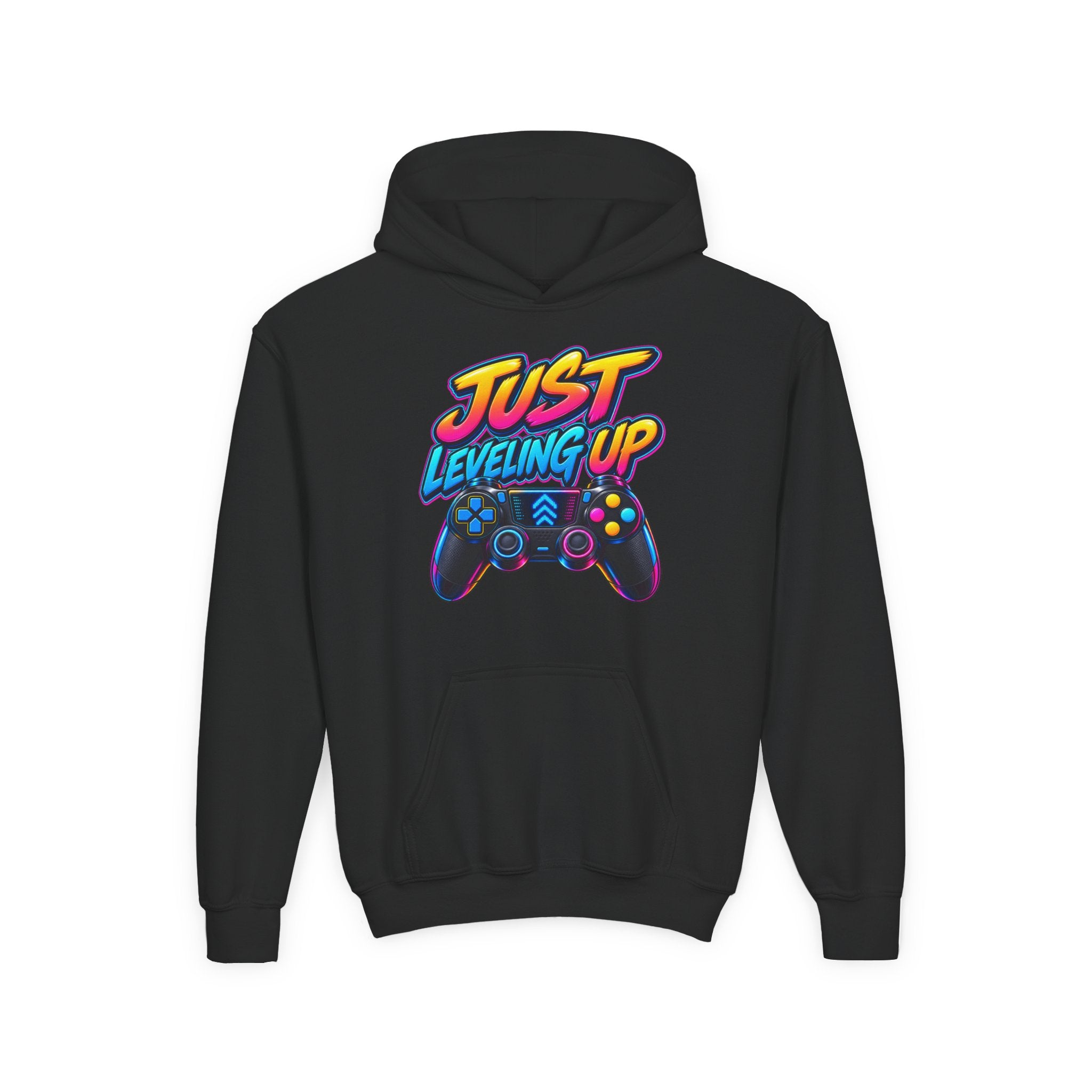 Kidxtr™ Kids Gamer Hoodie — 'Just Level Up' Gamer Graphic Sweatshirt