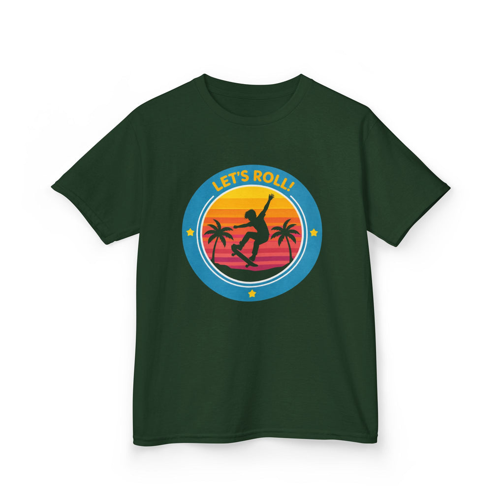 Kids Skateboard T-Shirt — 'Let’s Roll!' Retro Skater Graphic Tee