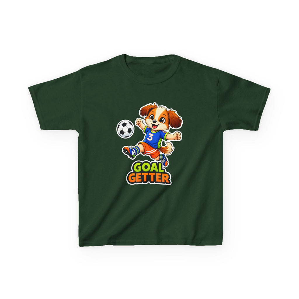 Kids Soccer T-Shirt — 'Puppy Power' Cute Soccer Player Dog Graphic Tee