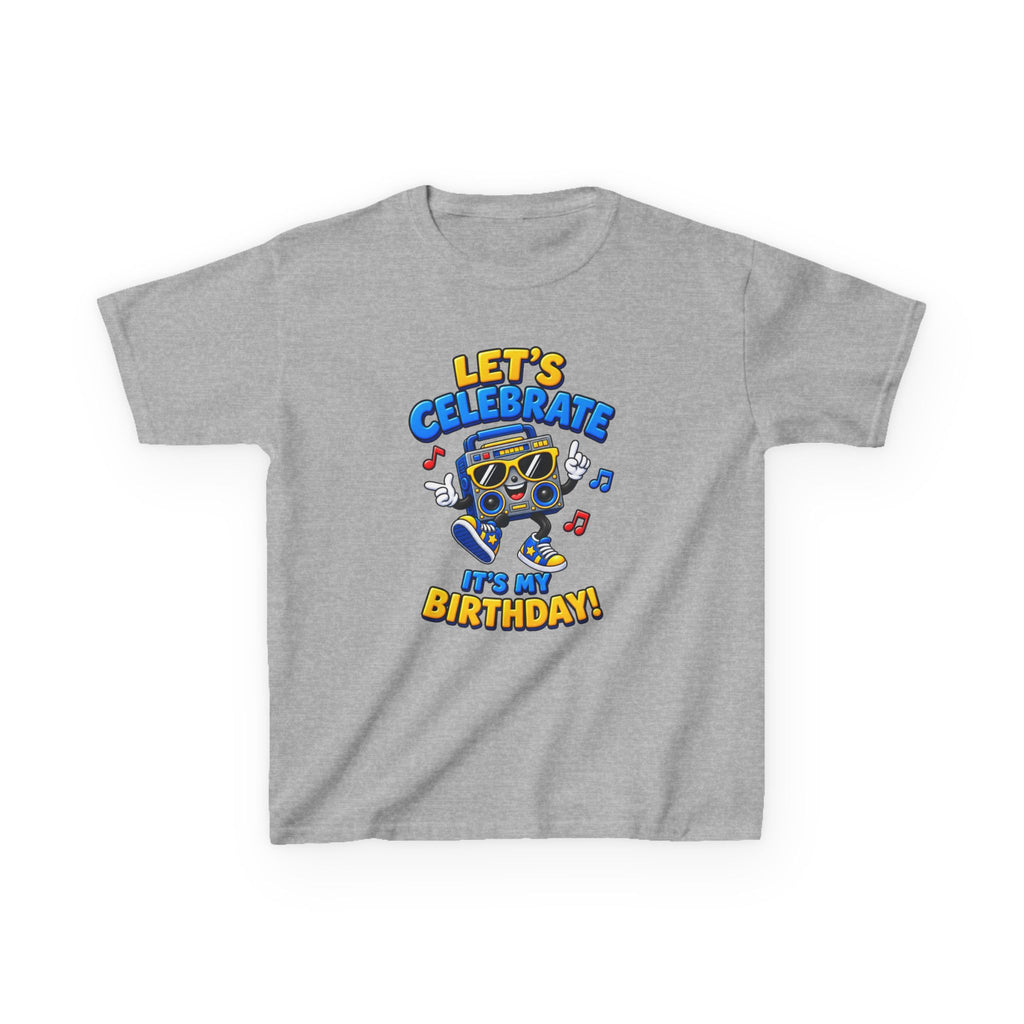Kids Birthday T-Shirt — 'Let's Celebrate, It's My Birthday!' Fun Party  Boombox Graphic Tee