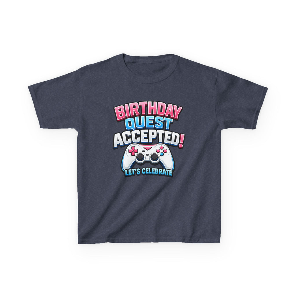 Kids Birthday T-Shirt — 'Birthday Quest Accepted' Gamer Birthday Graphic Tee