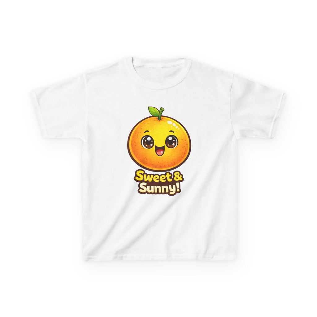 Kids Food T-Shirt — 'Sweet & Sunny!' Kawaii Orange Graphic Tee