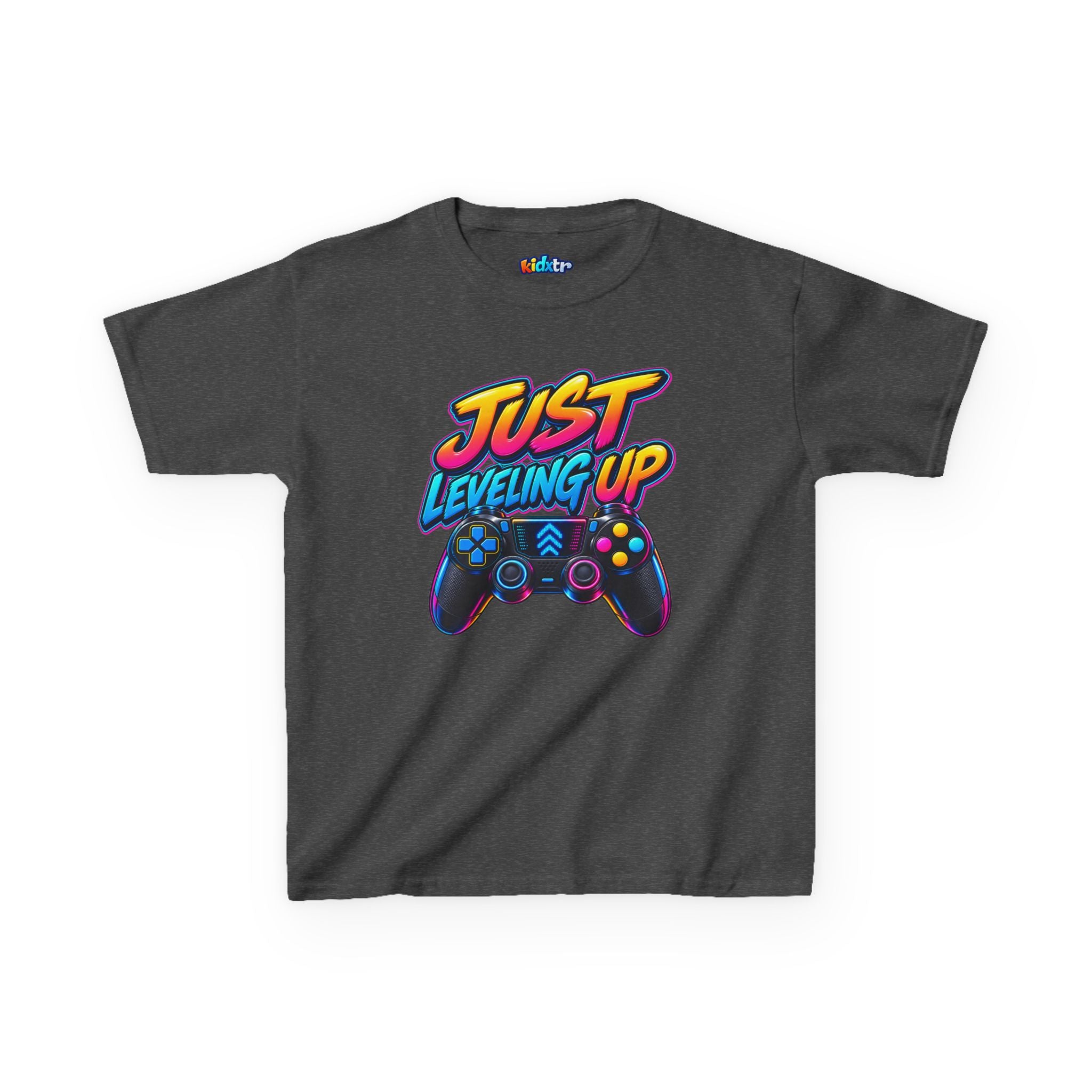Kidxtr™ Kids Gaming T-Shirt — 'Just Leveling Up' Controller Graphic Tee