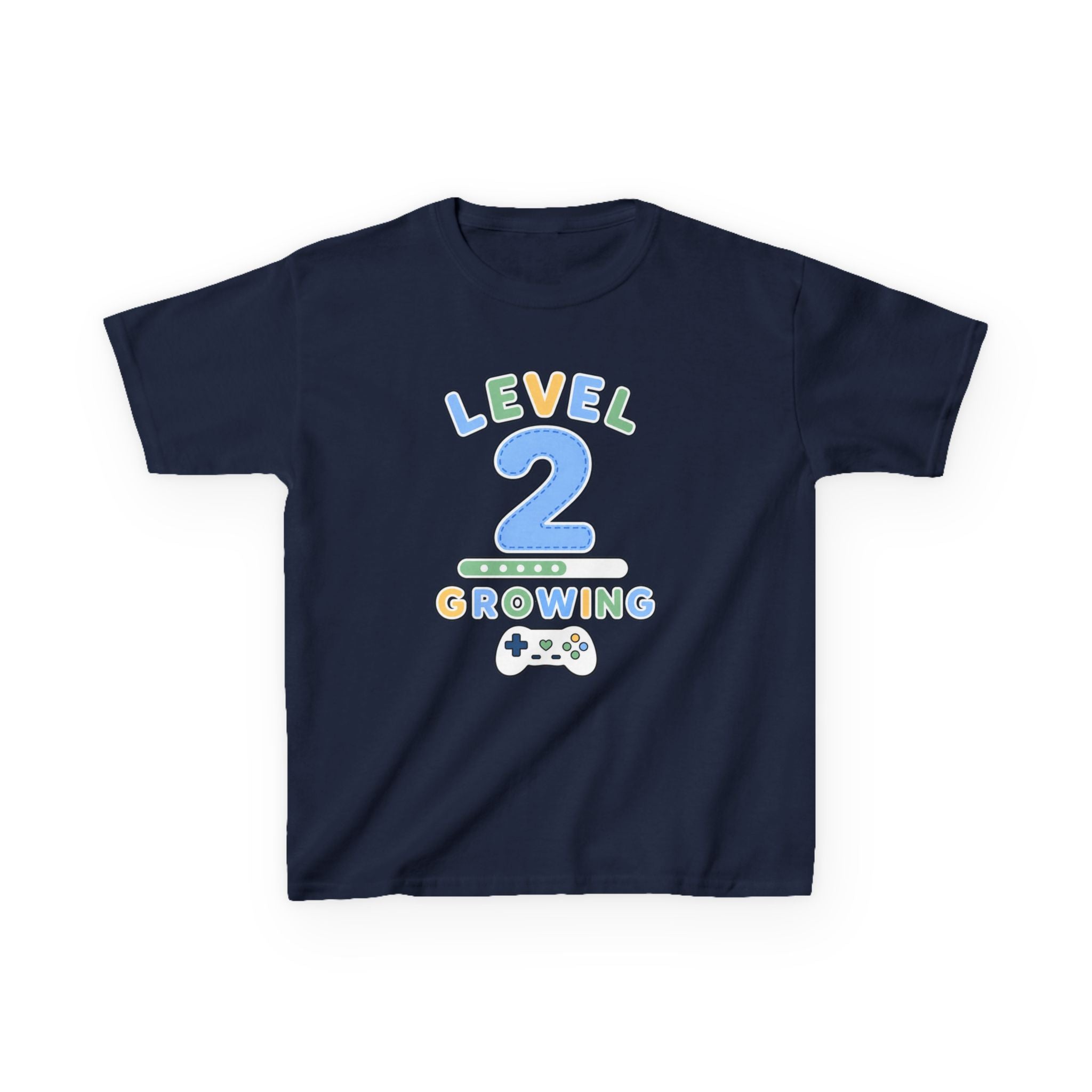 Kids Birthday Gaming T-Shirt — 'Level 2 Growing' Gamer Graphic Tee