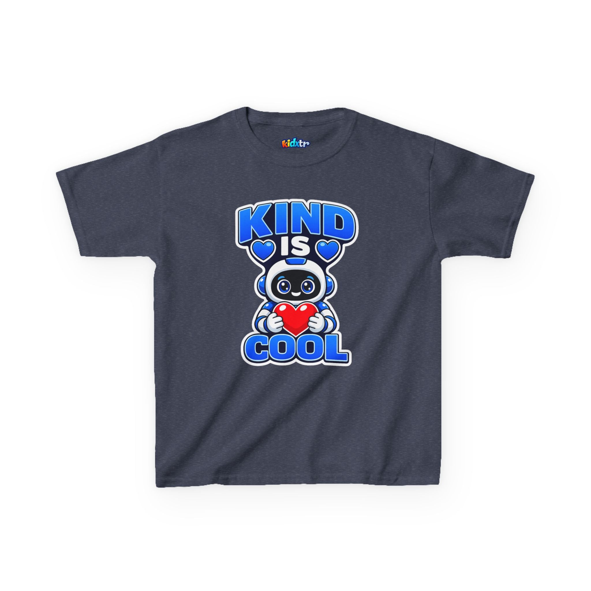 Kidxtr™ Kids Robot T-Shirt — 'Kind Is Cool' Heart Graphic Tee