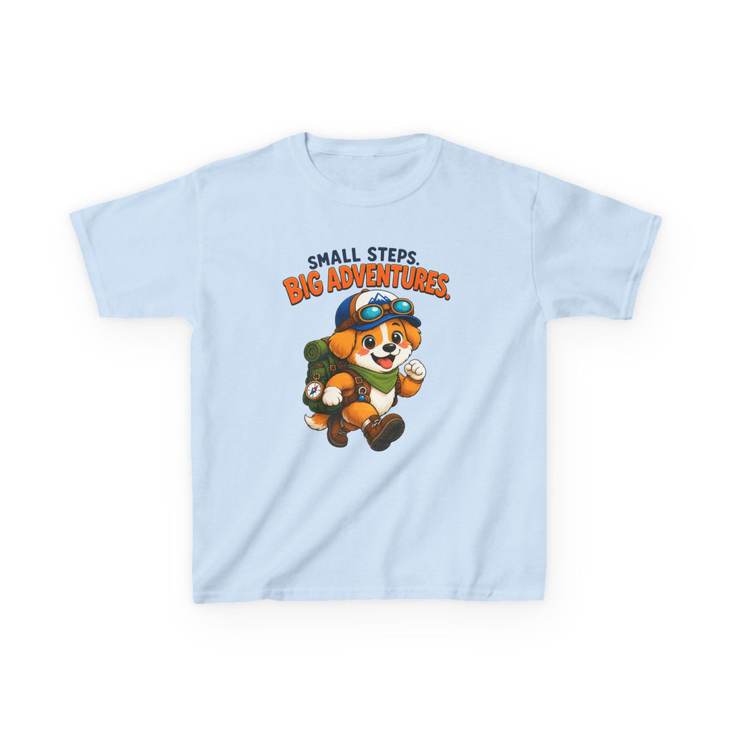 Kids Puppy T-Shirt — 'Small Steps, Big Adventures' Explorer Puppy Graphic Tee