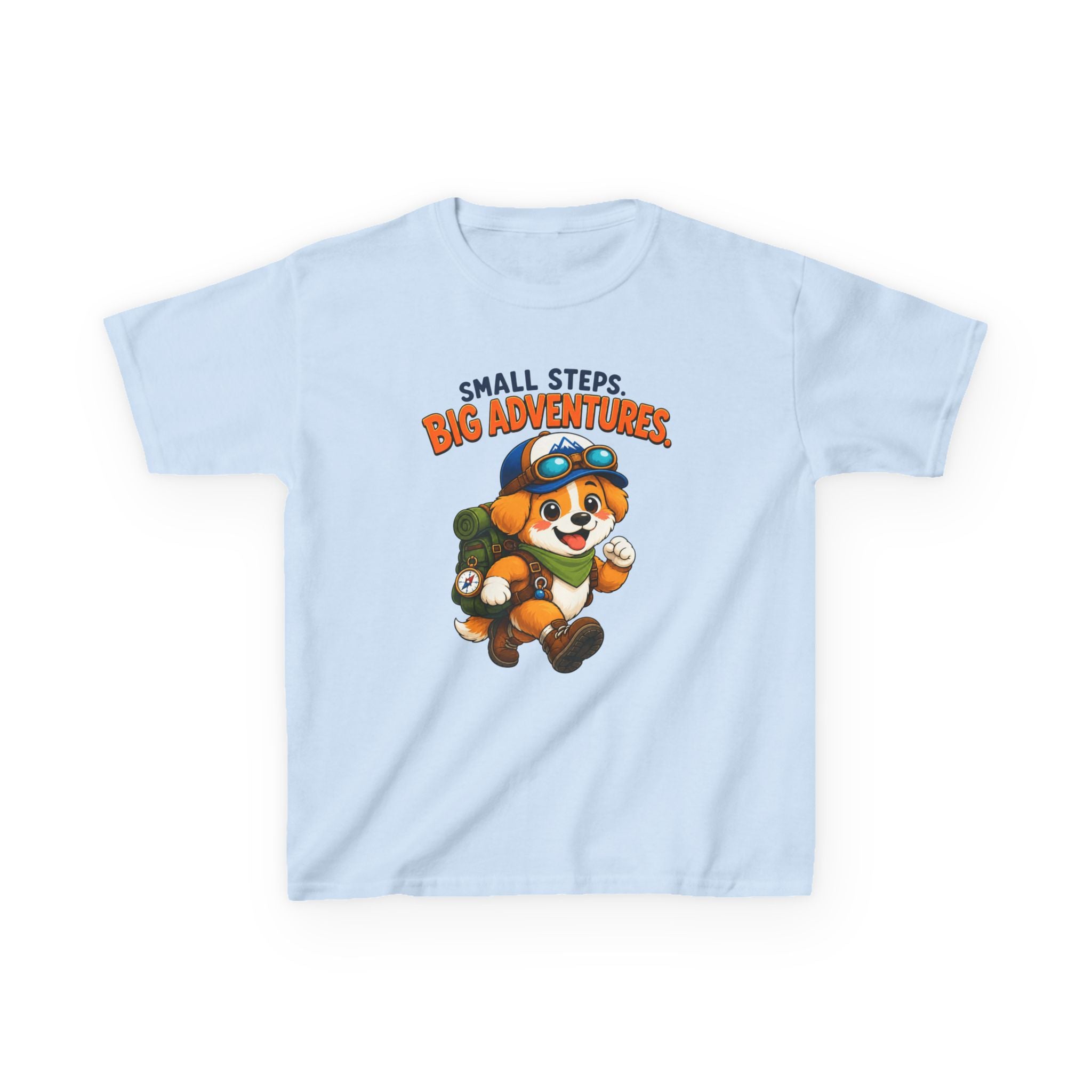 Kids Puppy T-Shirt — 'Small Steps, Big Adventures' Explorer Puppy Graphic Tee