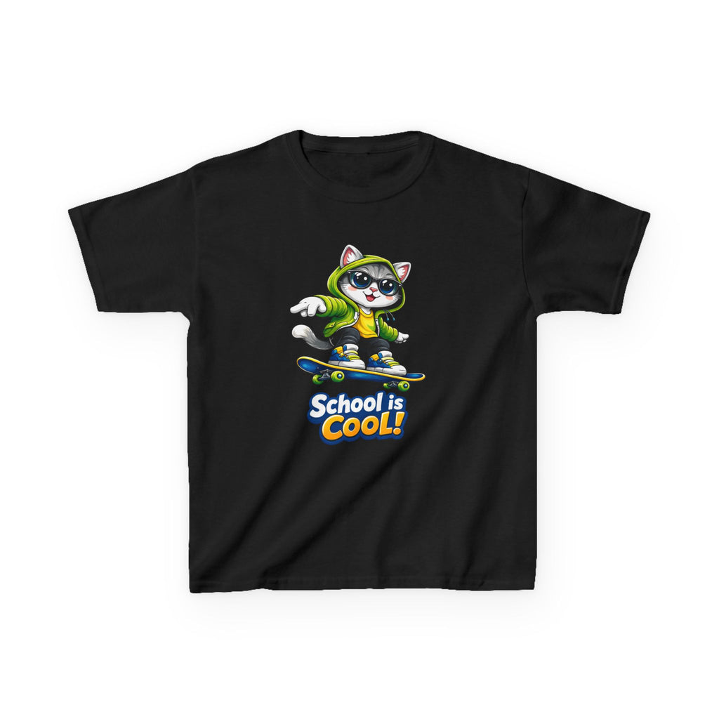 Kids Skateboard Cat T-Shirt – School is Cool Graphic Tee