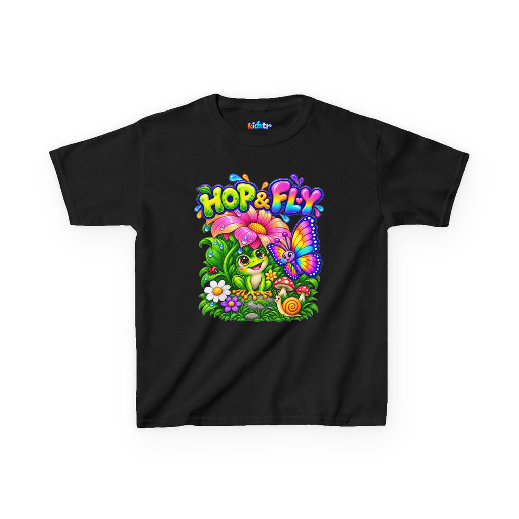 Kidxtr™ Kids Frog T-Shirt — 'Hop & Fly' Frog & Butterfly Graphic Tee