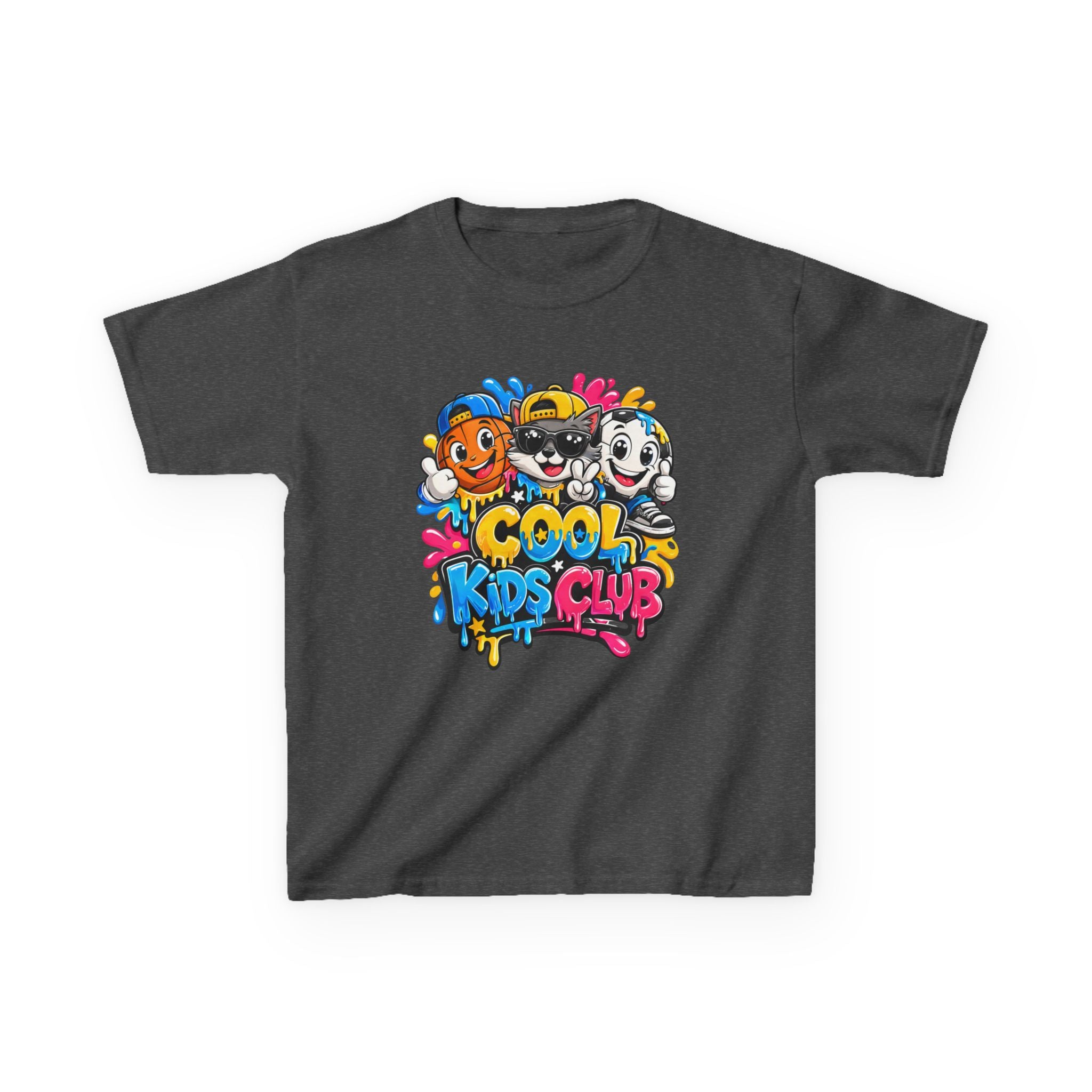 Kids Graphic T-Shirt — 'Cool Kids Club' Fun Cartoon Crew Tee