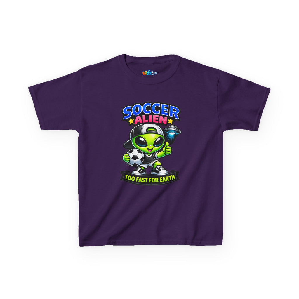 Kidxtr™ Kids Soccer T-Shirt — 'Too Fast for Earth' Alien Soccer Graphic Tee