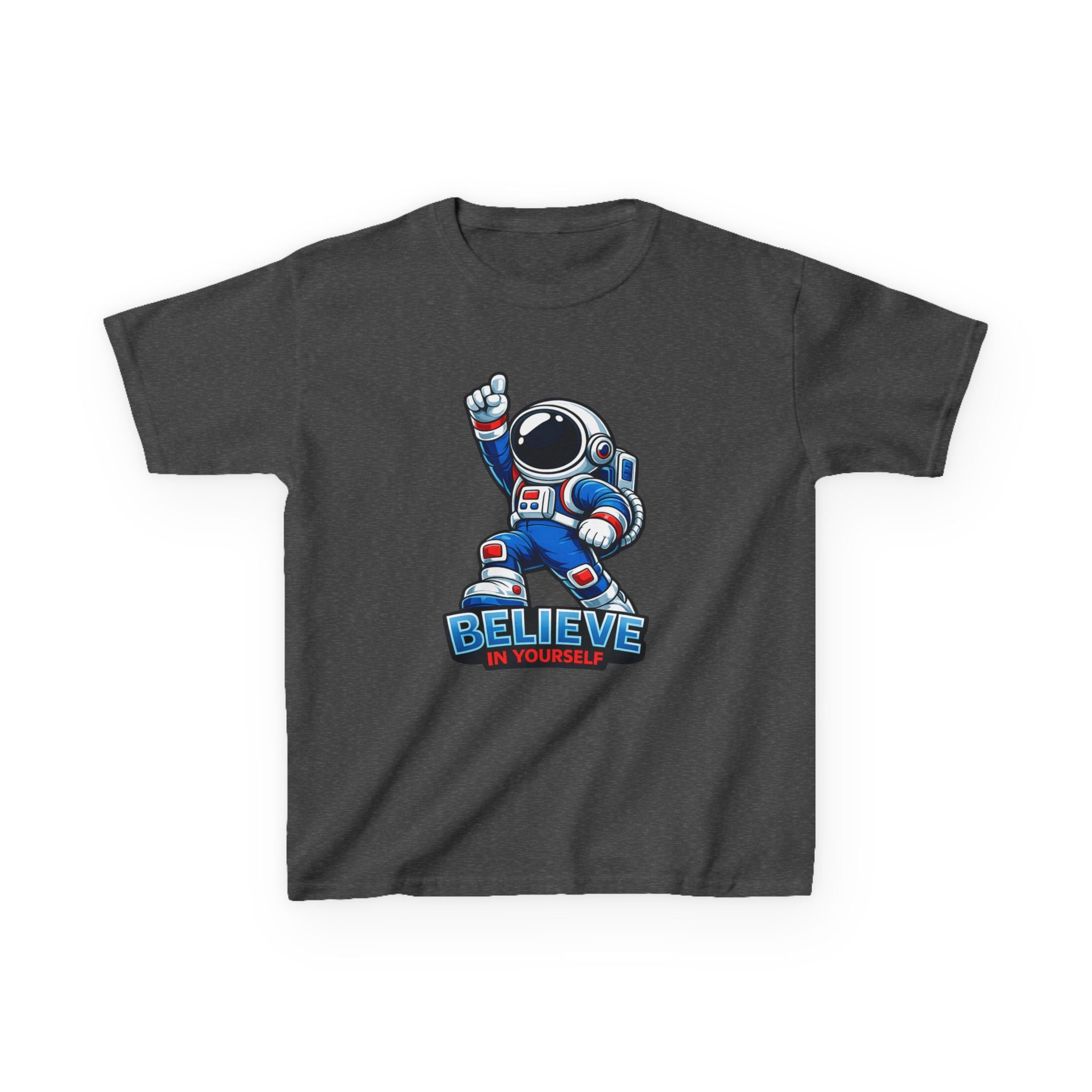 Kids Astronaut T-Shirt — 'Believe In Yourself' Motivational Graphic Tee