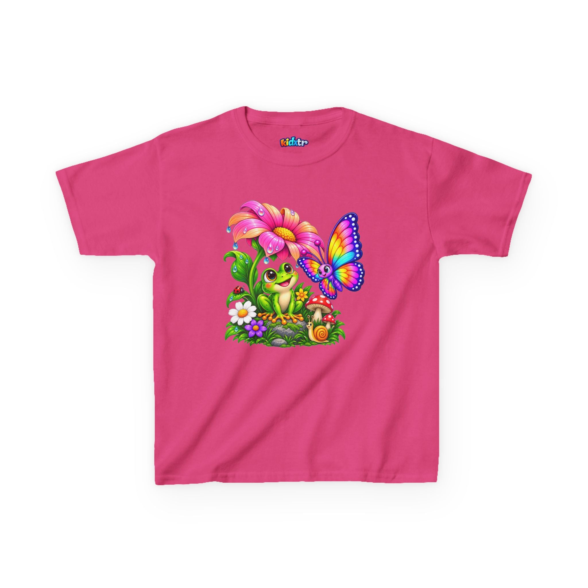Kidxtr™ Kids Frog T-Shirt — 'Garden Squad' Frog & Butterfly Graphic Tee