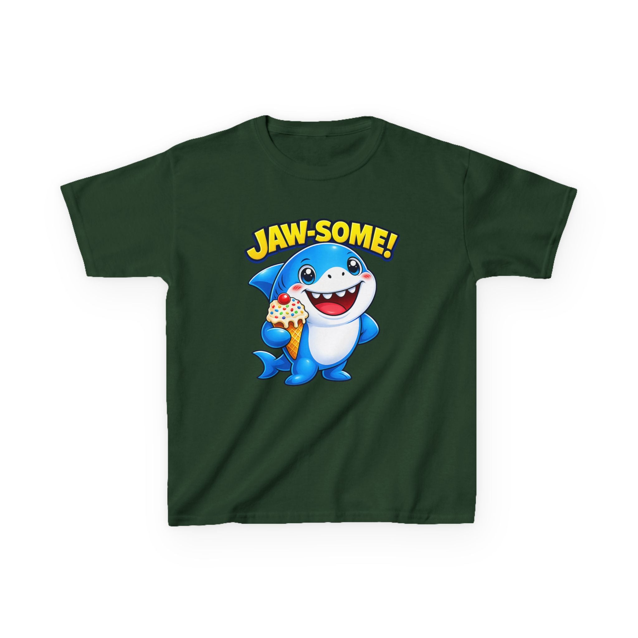 Kids Shark T-Shirt — 'Jaw-some!' Smiling Shark with Ice Cream Graphic Tee