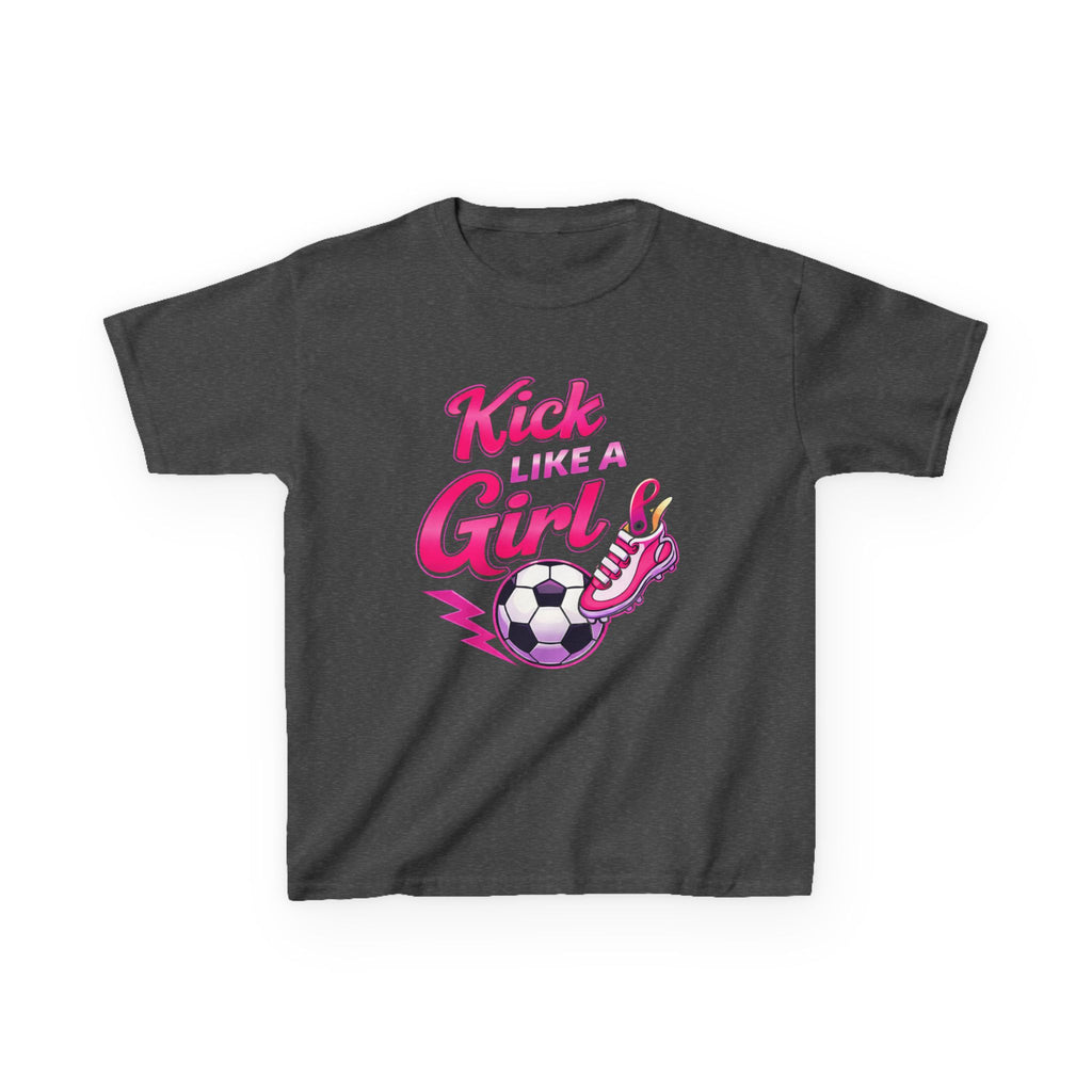 Kids Soccer T-Shirt — 'Kick Like a Girl' Soccer Graphic Tee