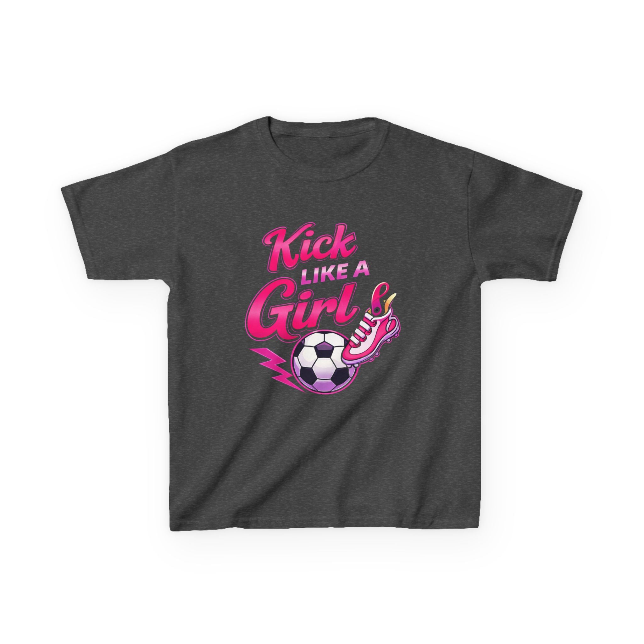 Kids Soccer T-Shirt — 'Kick Like a Girl' Soccer Graphic Tee