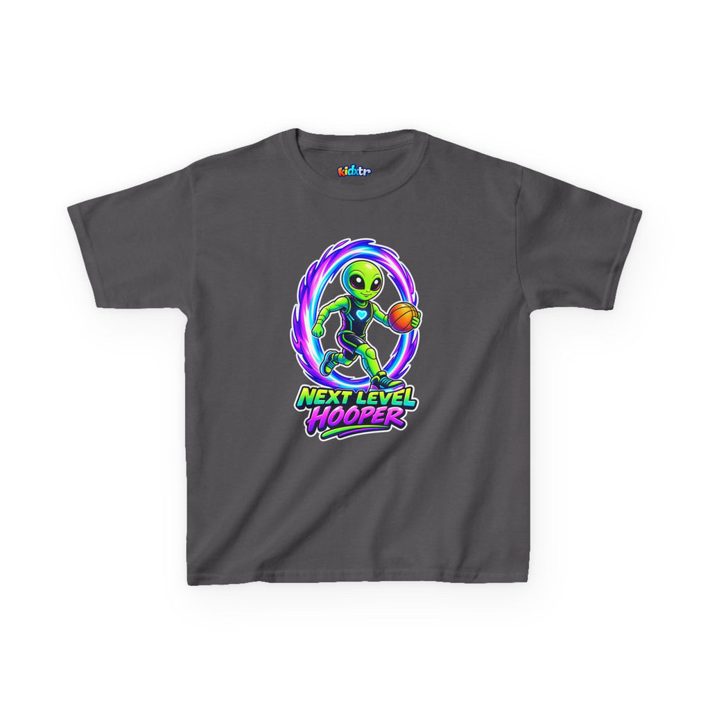 Kidxtr™ Kids Basketball T-Shirt — 'Next Level Hooper' Alien Basketball Graphic Tee