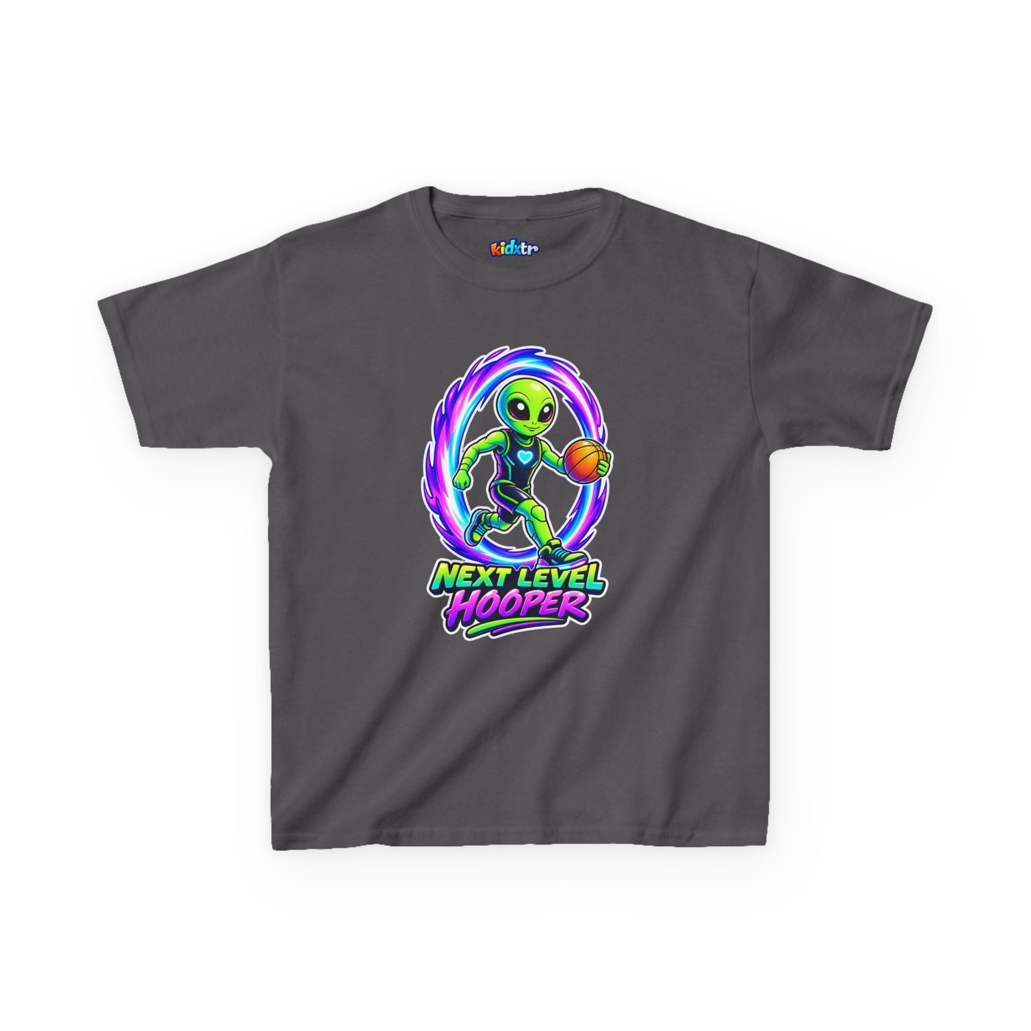 Kidxtr™ Kids Basketball T-Shirt — 'Next Level Hooper' Alien Basketball Graphic Tee