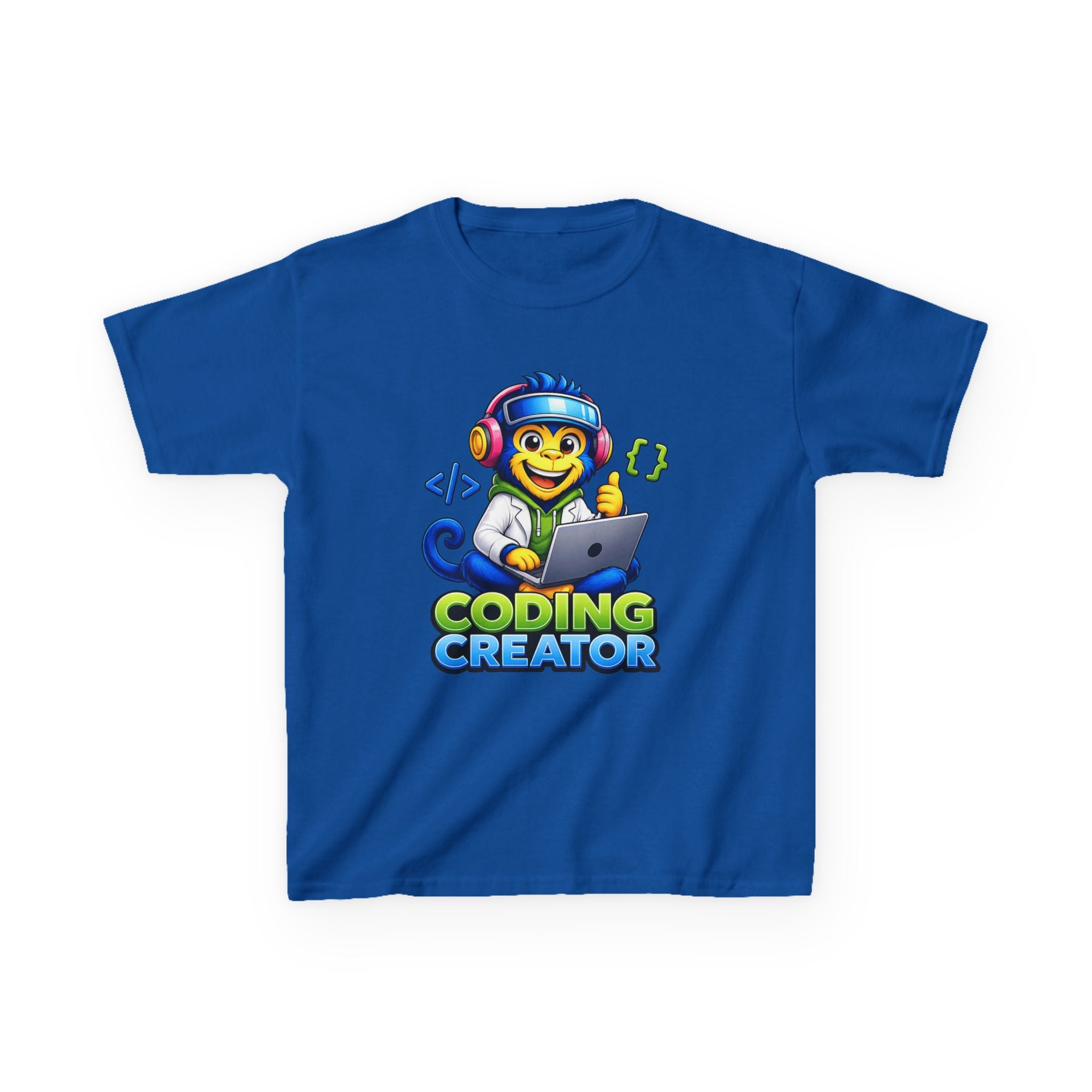 Kids Coding T-Shirt — 'Coding Creator' Cute Monkey Programmer Graphic Tee