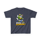 Kids Skateboarding Cat T-Shirt — 'Roll Into School' Back-to-School Graphic Tee