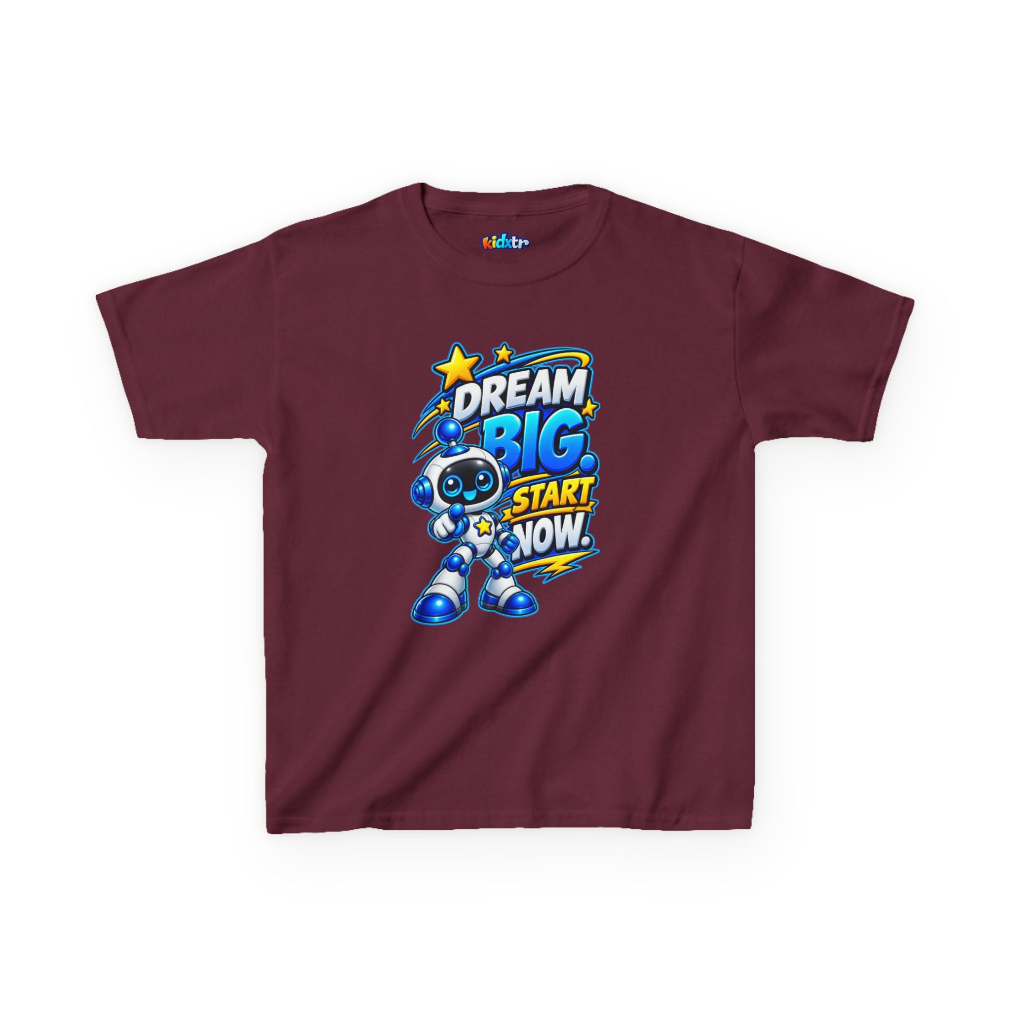 Kidxtr™ Kids Robot T-Shirt — 'Dream Big, Start Now' Motivational Robot Graphic Tee