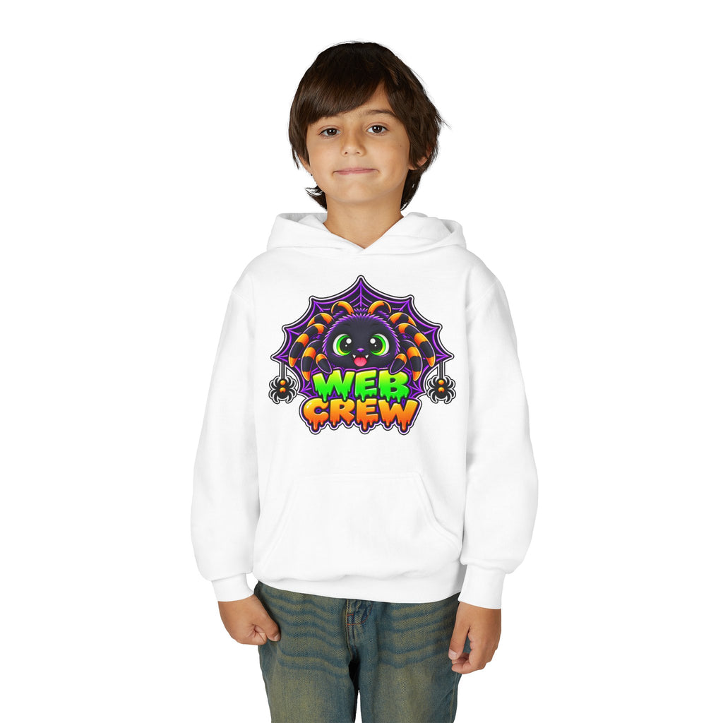 Kidxtr™ Kids Spider Hoodie — 'Web Crew' Cute Halloween Spider Graphic Hoodie