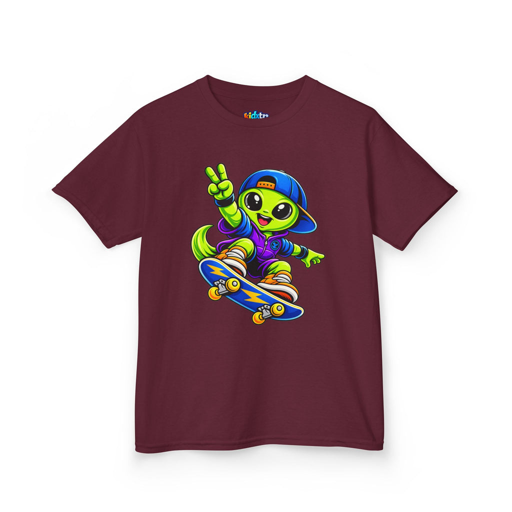 Kidxtr™ Kids Alien T-Shirt — Alien Skateboarding Graphic Tee