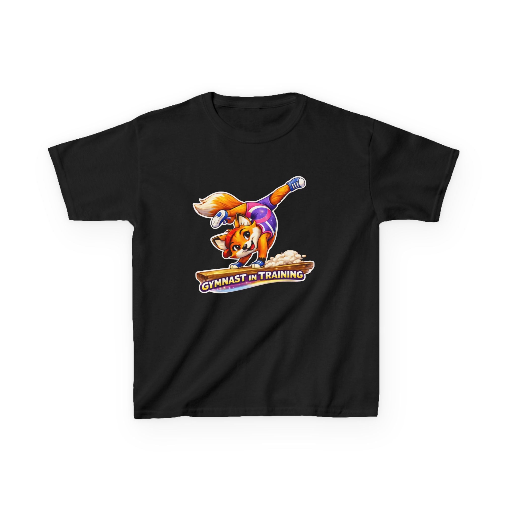 Kids Gymnastics T-Shirt — 'Gymnast in Training' Fox Cartoon Graphic Tee
