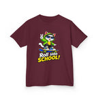 Kids T‑Shirt — 'Roll into School!' Skateboard Cat Back-to-School Tee